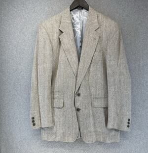Vintage Roberto Vasalli 100% Pure Silk Sports Coat Blazer Mens 42L Silver Gray